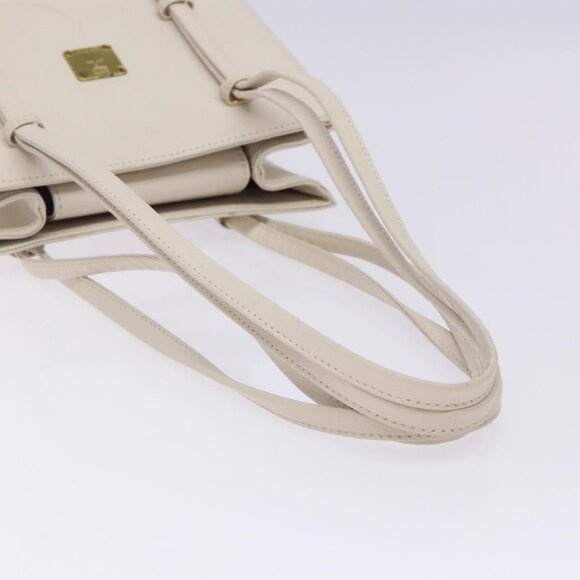Authentic MCM Shoulder Bag Leather White Gold - Picture 14 of 16